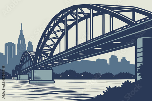 Steel bridge over wide river in Pittsburgh Pennsylvania