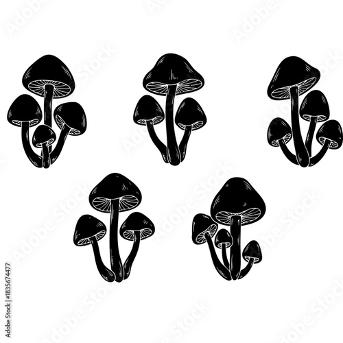 mushroom cluster silhouette