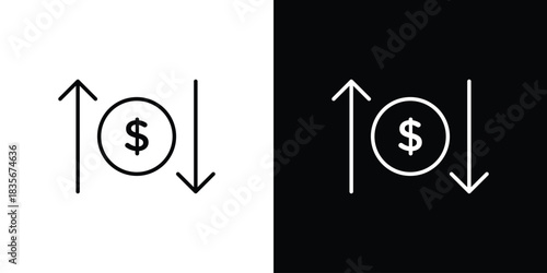 Operating profit loss icons outline drawing. Editable stroke