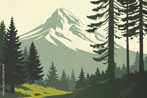 Snow peaks above alpine meadow in Jasper Alberta