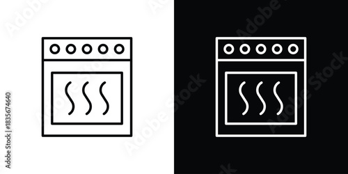 Oven icons outline drawing. Editable stroke