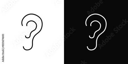 Otitis icons outline drawing. Editable stroke