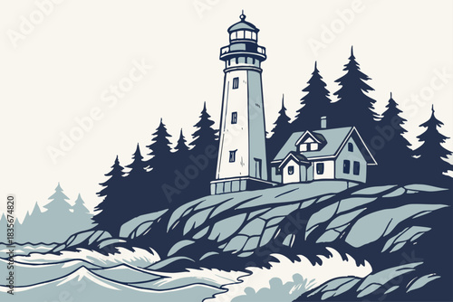 Old lighthouse on headland in Ketchikan Alaska