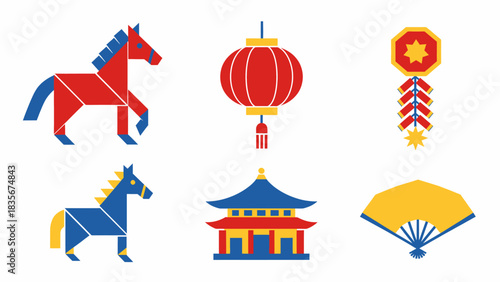 Set of traditional Chinese New Year celebration icons