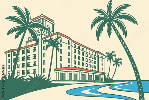 Palm-fringed resort hotel in Palm Beach Florida