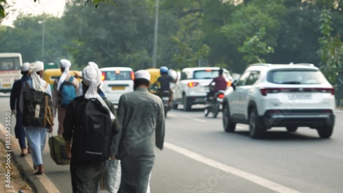 Wallpaper Mural Group of Muslim Men Walking Together on Delhi City Road Torontodigital.ca