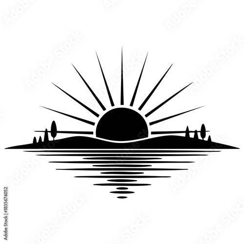 sunset over lake silhouette