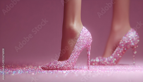 Wallpaper Mural beautiful woman legs in pink glitter high heels close up animation Torontodigital.ca