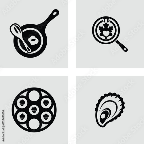Set of food icons minimalist glyph style vector design isolated on white background