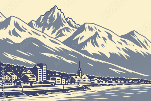 Ushuaia, Argentina, is the world’s southernmost city framed by snowy peaks.