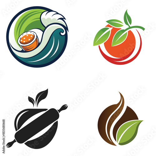 Collection of food and cooking logo designs creative vector illustration for restaurant branding and culinary business isolated on white background
