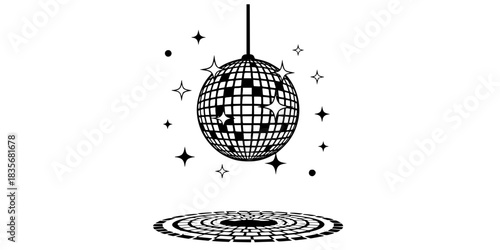 Disco Ball Retro Dance Party Vector Silhouette