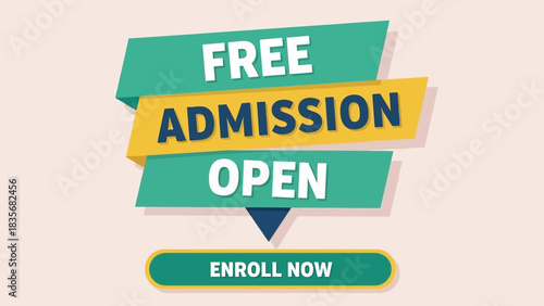 A modern promotional vector banner for event registration and special offers, an abstract geometric tag and label design for enrollment