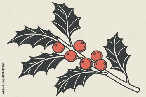 Minimal holly sprig