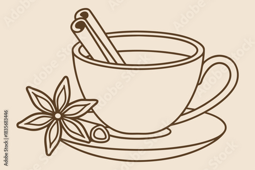 Minimal teacup with cinnamon stick