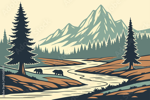 Katmai National Park, Alaska offers volcanic landscapes, rivers, and bear country.