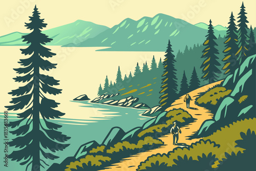 Lake Tahoe, California and Nevada offers crystal-clear waters, pine forests, and mountain hikes.