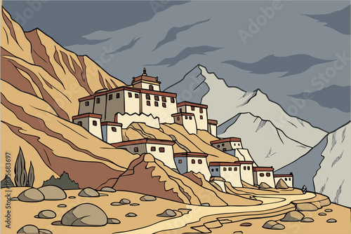 Leh, India, is a high-altitude town surrounded by rugged mountains.