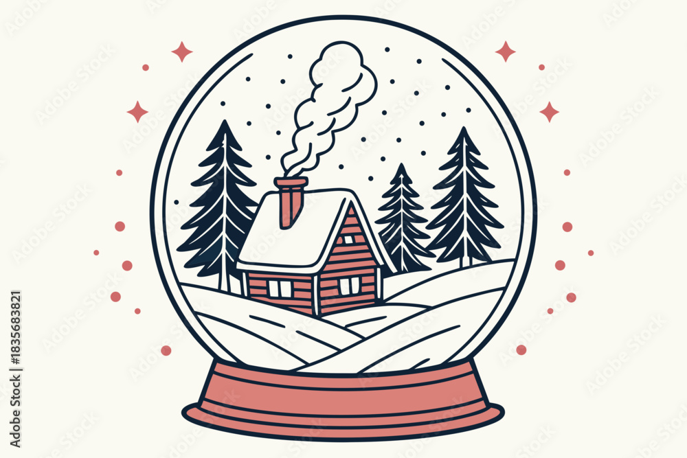 Fototapeta premium Holiday snow globe pattern modern flat illustration style