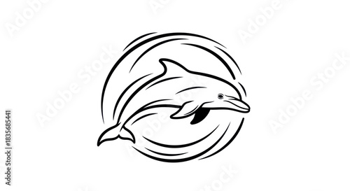 Dolphin Leaping Through Waves: A Dynamic Marine Illustration.