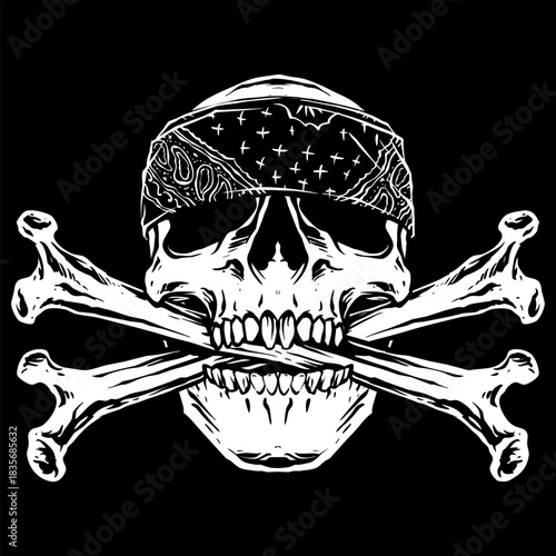 vector of bandana skull with cross bone