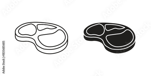 Steak icons, vector symbols. filled flat sign