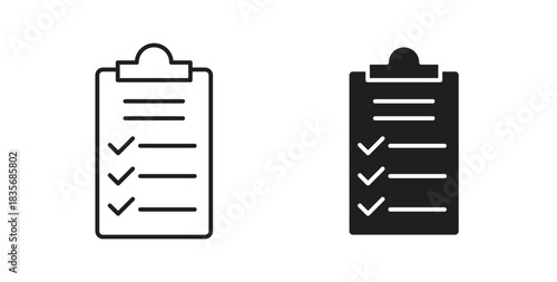 Task list icons, vector symbols. filled flat sign