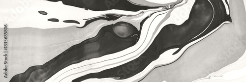 Abstract flowing marble pattern with swirls of gray and white ink. Modern artistic background, liquid creative wallpaper for web.