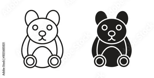 Teddy bear icons, vector symbols. filled flat sign