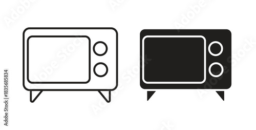 Television icons, vector symbols. filled flat sign
