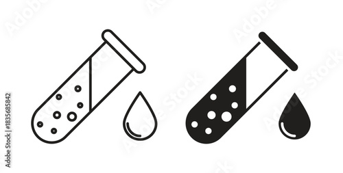 Test tube icons, vector symbols. filled flat sign