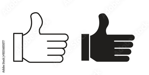 thumbs up icons, vector symbols. filled flat sign