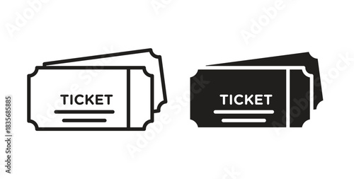 Ticket stub icons, vector symbols. filled flat sign
