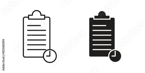 Timesheet icons, vector symbols. filled flat sign
