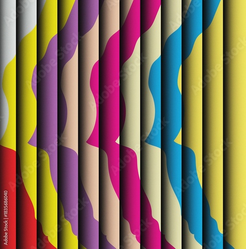 Cylindrical Waveform Abstract – Vertical Gradient Tubes with Grain Texture and Optical Motion Illusion