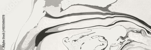 Abstract marbling texture with fluid black and gray brushstrokes on light background. Calm art for decor, wallpaper, presentation, and color of the year 2026.