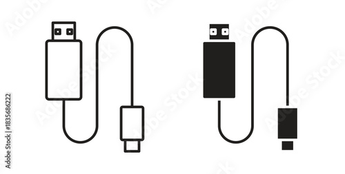 USB cable icons, vector symbols. filled flat sign
