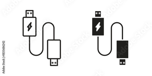USB icons, vector symbols. filled flat sign