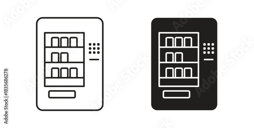 Vending machine icons, vector symbols. filled flat sign
