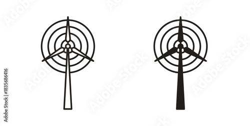 Wind turbine icons, vector symbols. filled flat sign