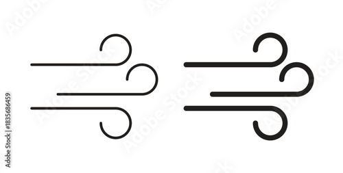 Windy icons, vector symbols. filled flat sign