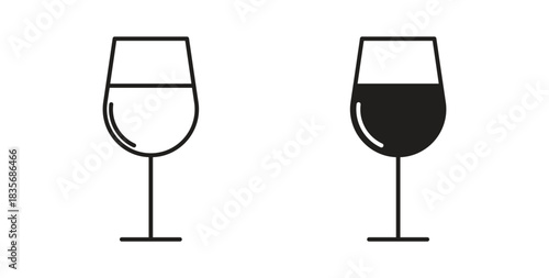 Wine glass icons, vector symbols. filled flat sign