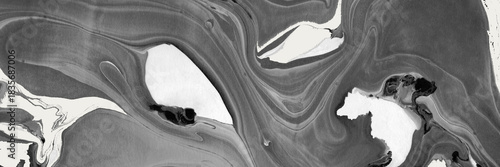 Abstract artistic black and white marble flow. Swirling liquid ink art with organic pattern. Grayscale background for modern design.