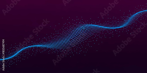Abstract blue technology wave vector design template for a futuristic business or web banner illustration