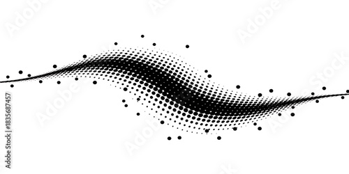 Black and white abstract halftone background vector illustration with ink paint splatter grunge texture drop pattern and decorative liquid element