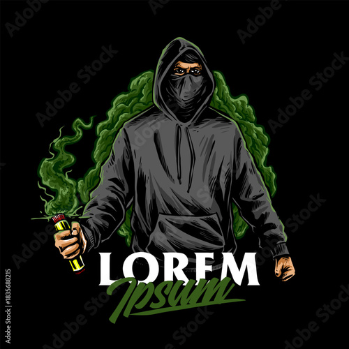 vector of ultras hooligan casual ultras football soccer supporter with flare smoke