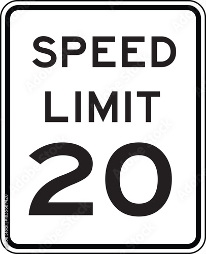 Speed Limit 20 Traffic Sign Editable Vector