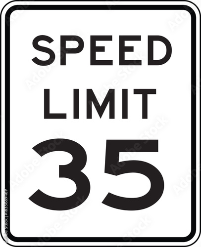 Speed Limit 35 Traffic Sign Editable Vector