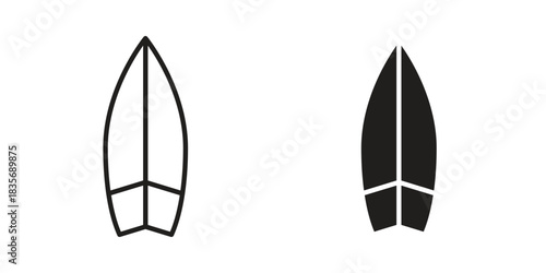 Surf board icon in line design. Simple icon vector