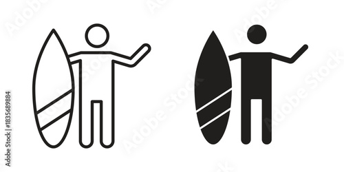 Surfer icon in line design. Simple icon vector